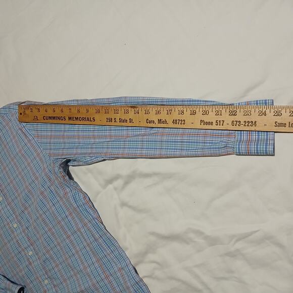 Lauren Ralph Lauren 17x34/35 Long-sleeved blue plaid button-up regular fit - Picture 11 of 14